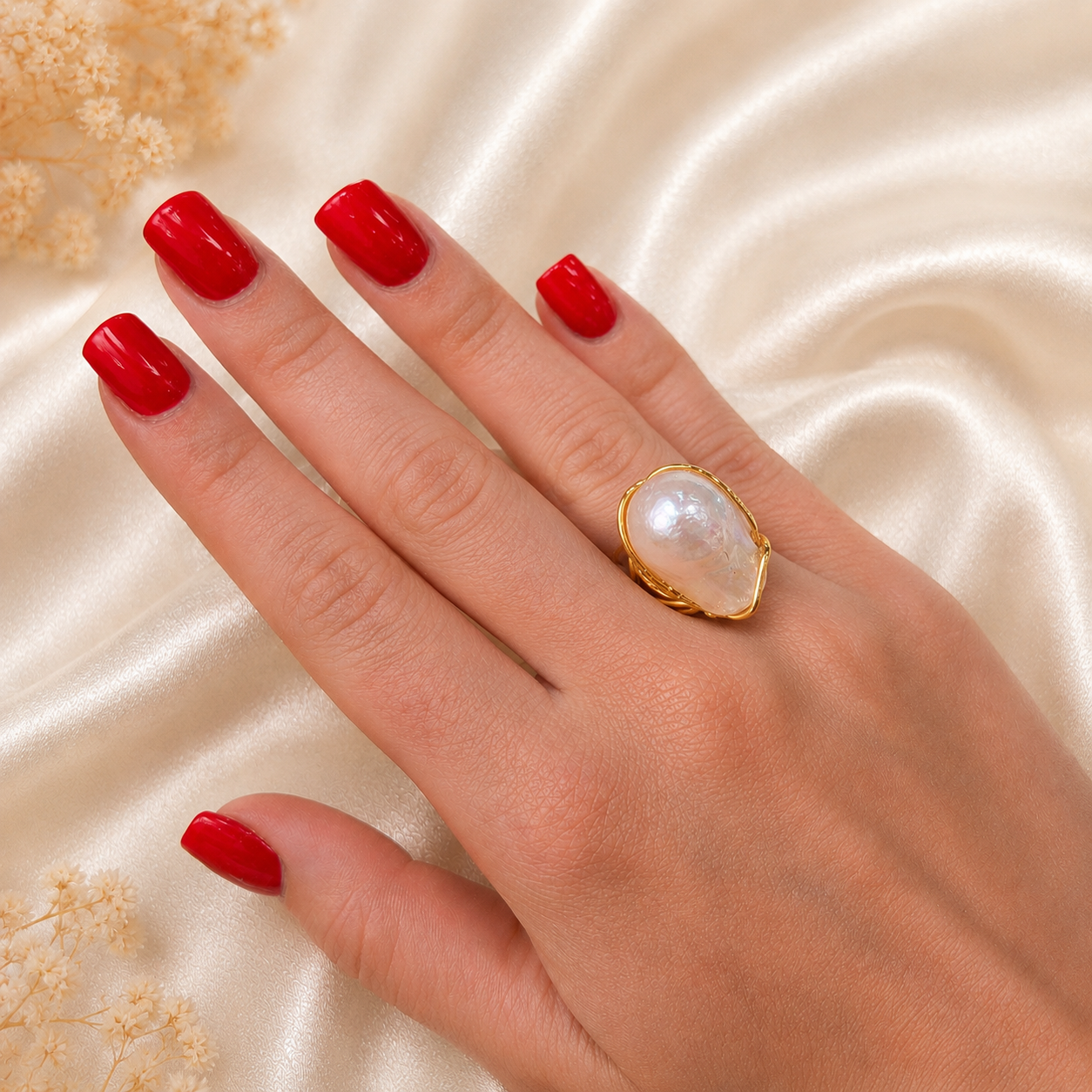 Anello perle barocche naturale in argento 925 disponibile in 2 finiture