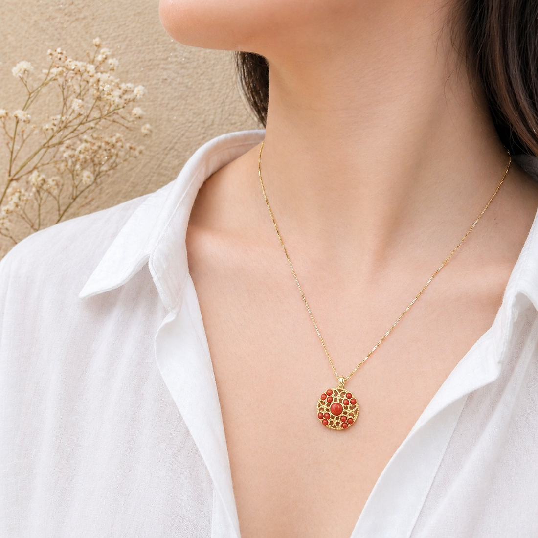 Collana Corallo Rosso Naturale e Argento 925 Donna – Disponibile in 2 Finiture