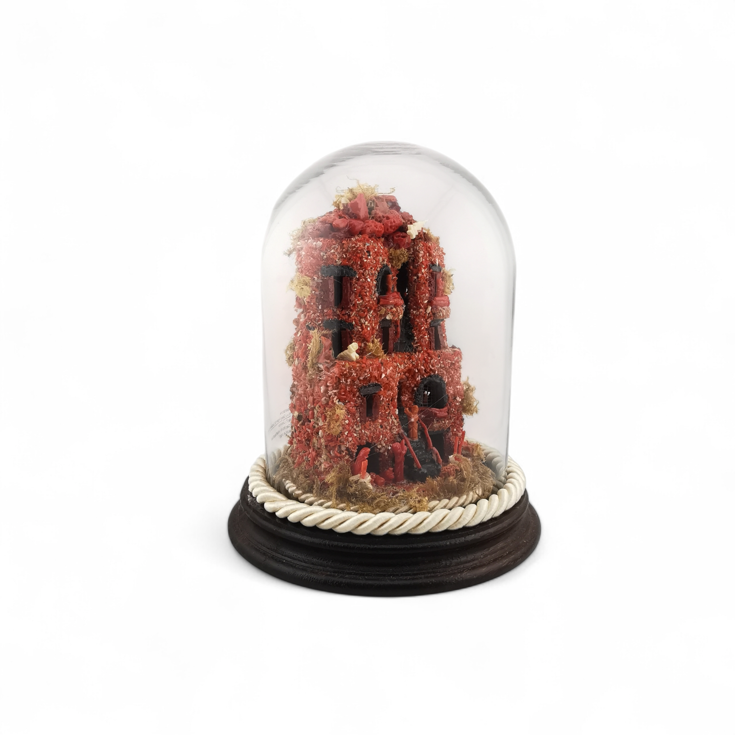 Presepe artigianale in corallo rosso naturale del mediterraneo con natività incisa a mano 18x15x15 cm