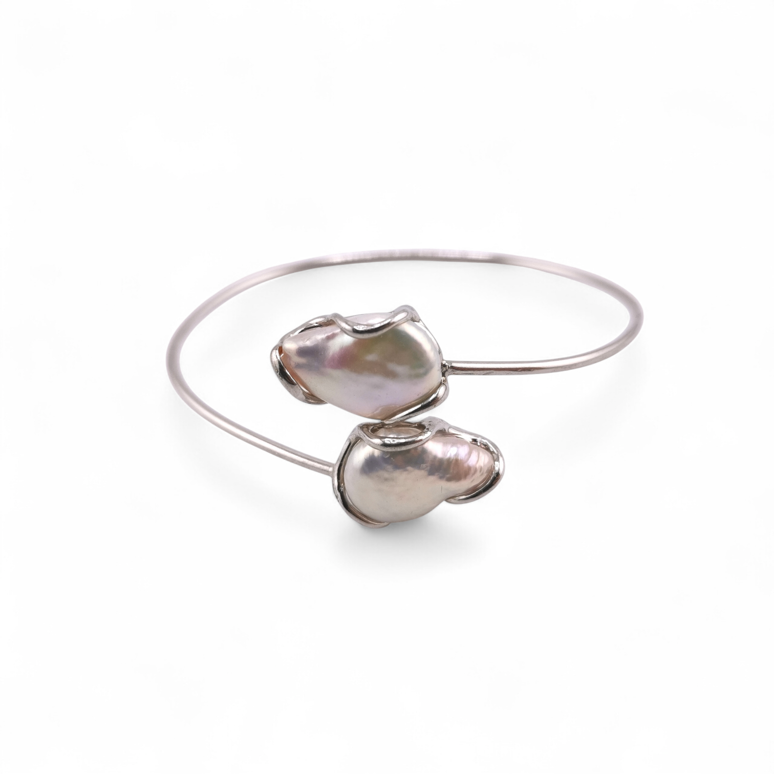 bracciale con perle barocche rigido in argento 925