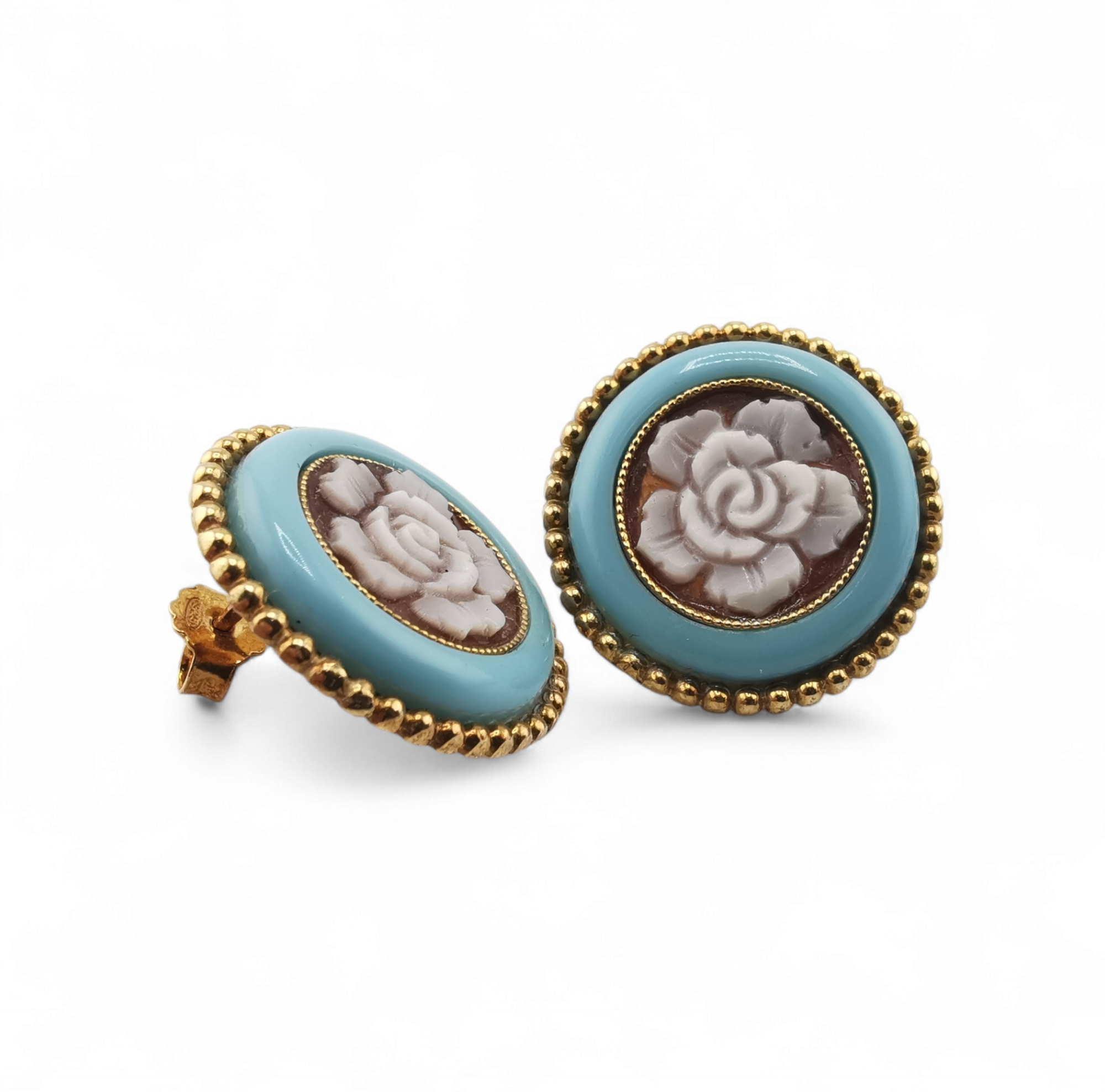 orecchini cammeo e pasta di turchese n argento 925