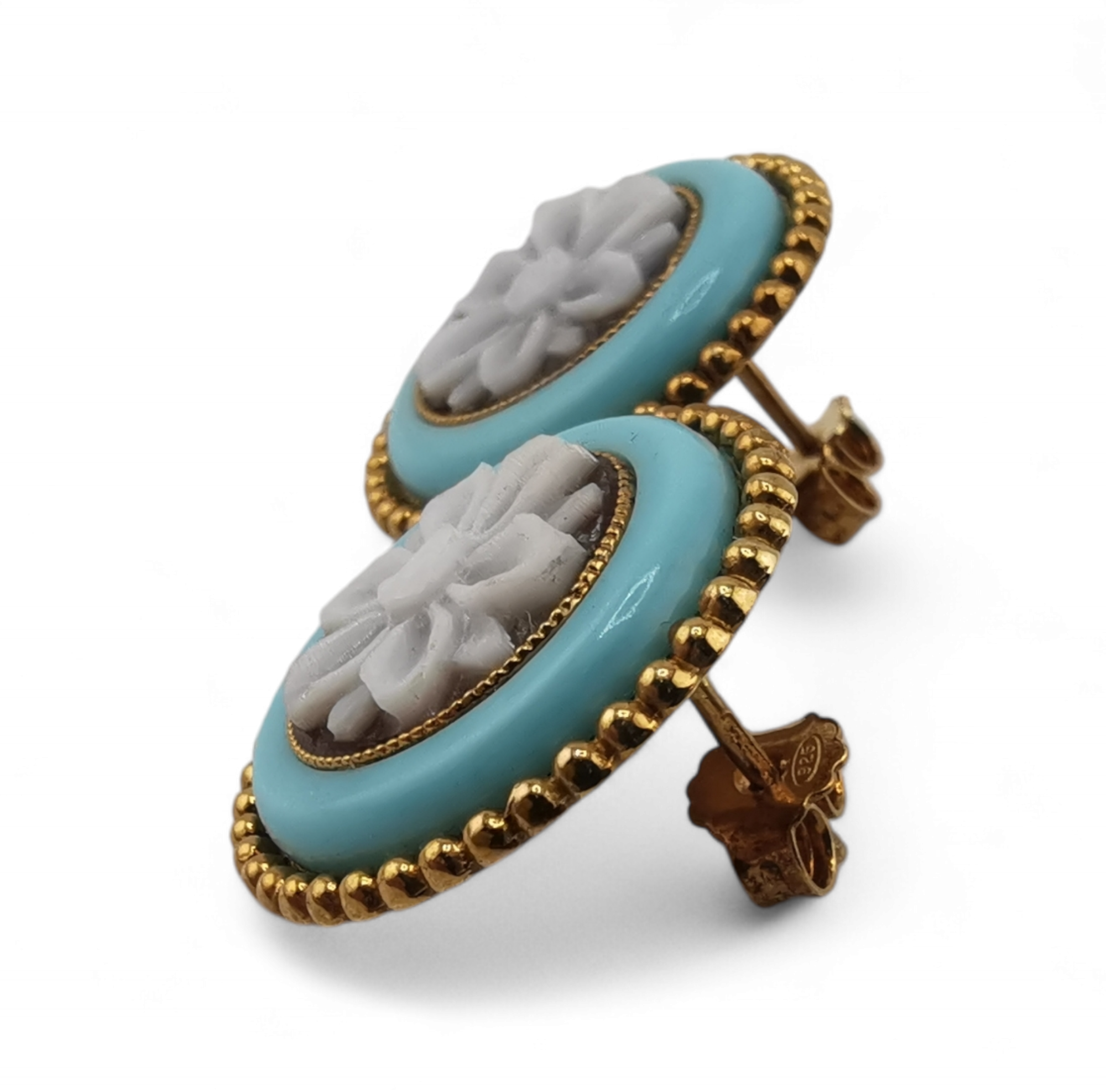 orecchini cammeo e pasta di turchese n argento 925