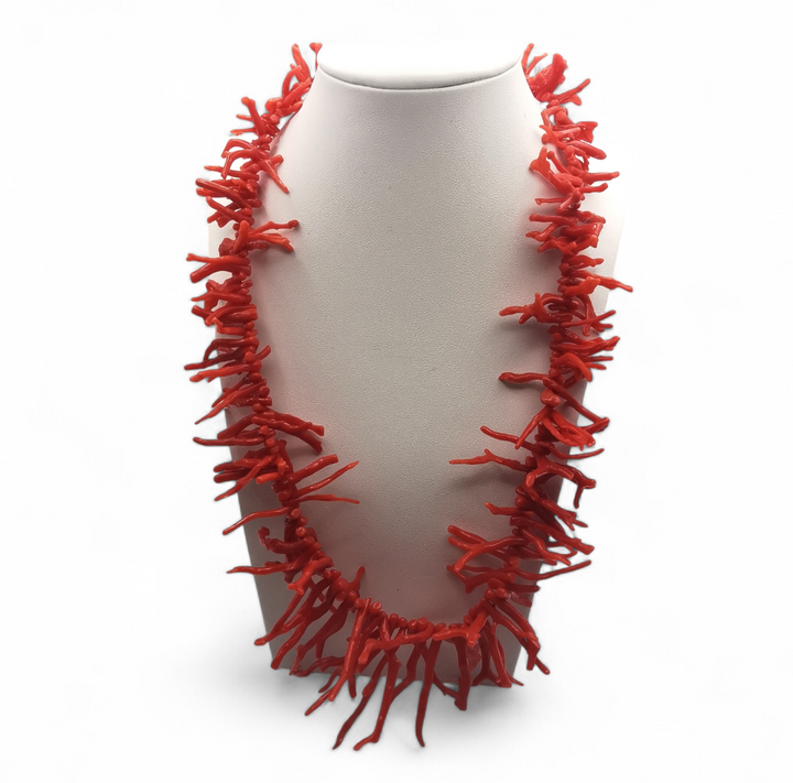 collana frange di corallo rosso del mediterraneo con chiusura in argento 925