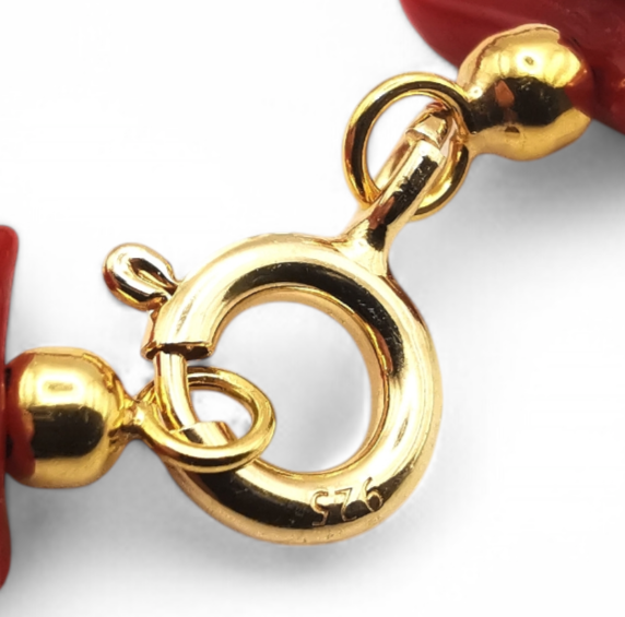 collana frange di corallo rosso del mediterraneo con chiusura in argento 925 silver o gold