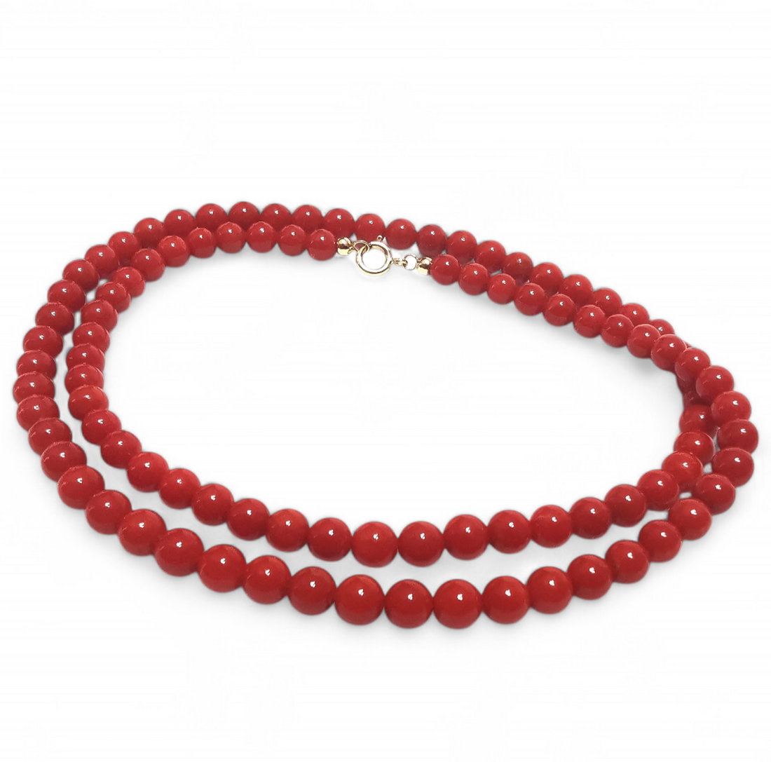 collana palline di corallo rosso del mediterraneo con chiusura in oro 18 kt