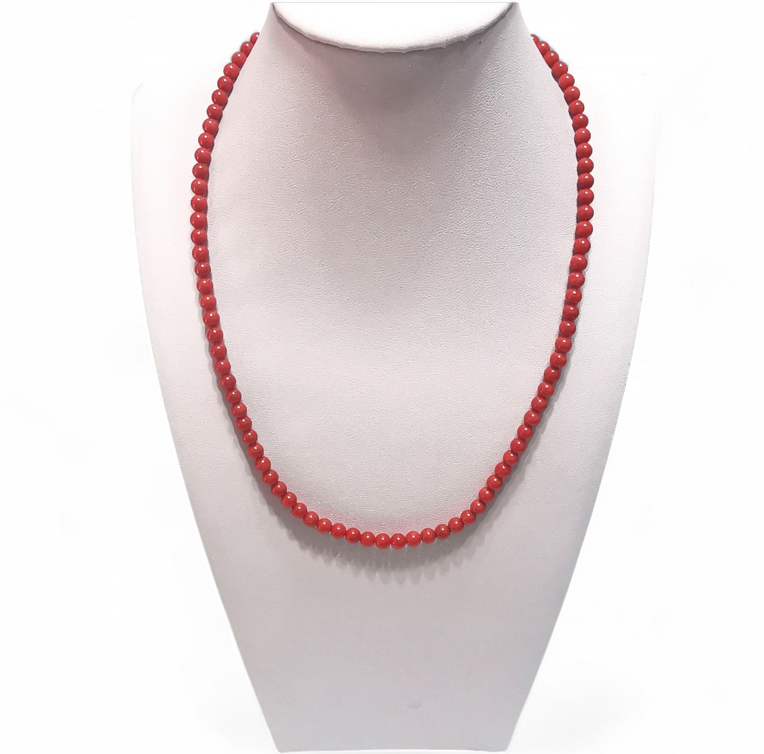 collana palline di corallo rosso del mediterraneo con chiusura in oro 18 kt