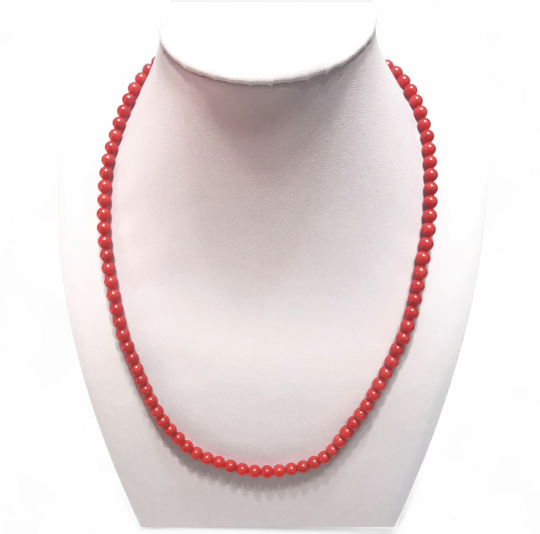 collana palline di corallo rosso del mediterraneo con chiusura in oro 18 kt