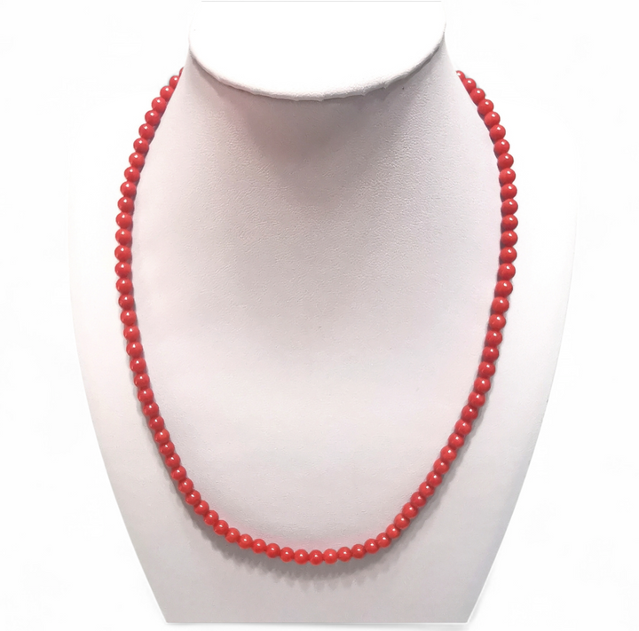 collana palline di corallo rosso del mediterraneo con chiusura in oro 18 kt