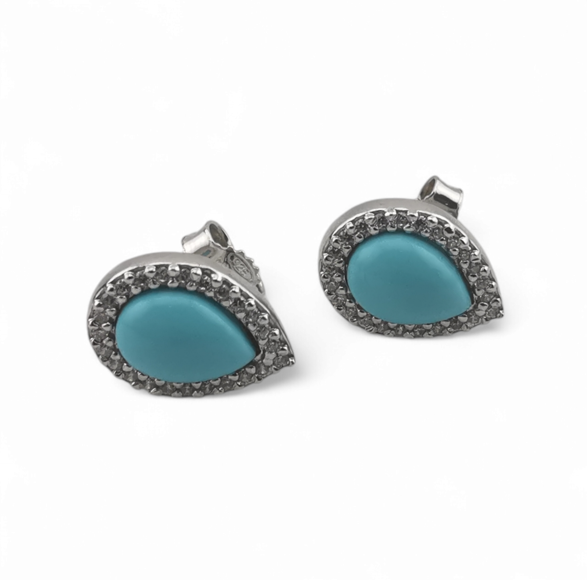 Orecchini a gocce pasta di turchese e zirconi in argento 925