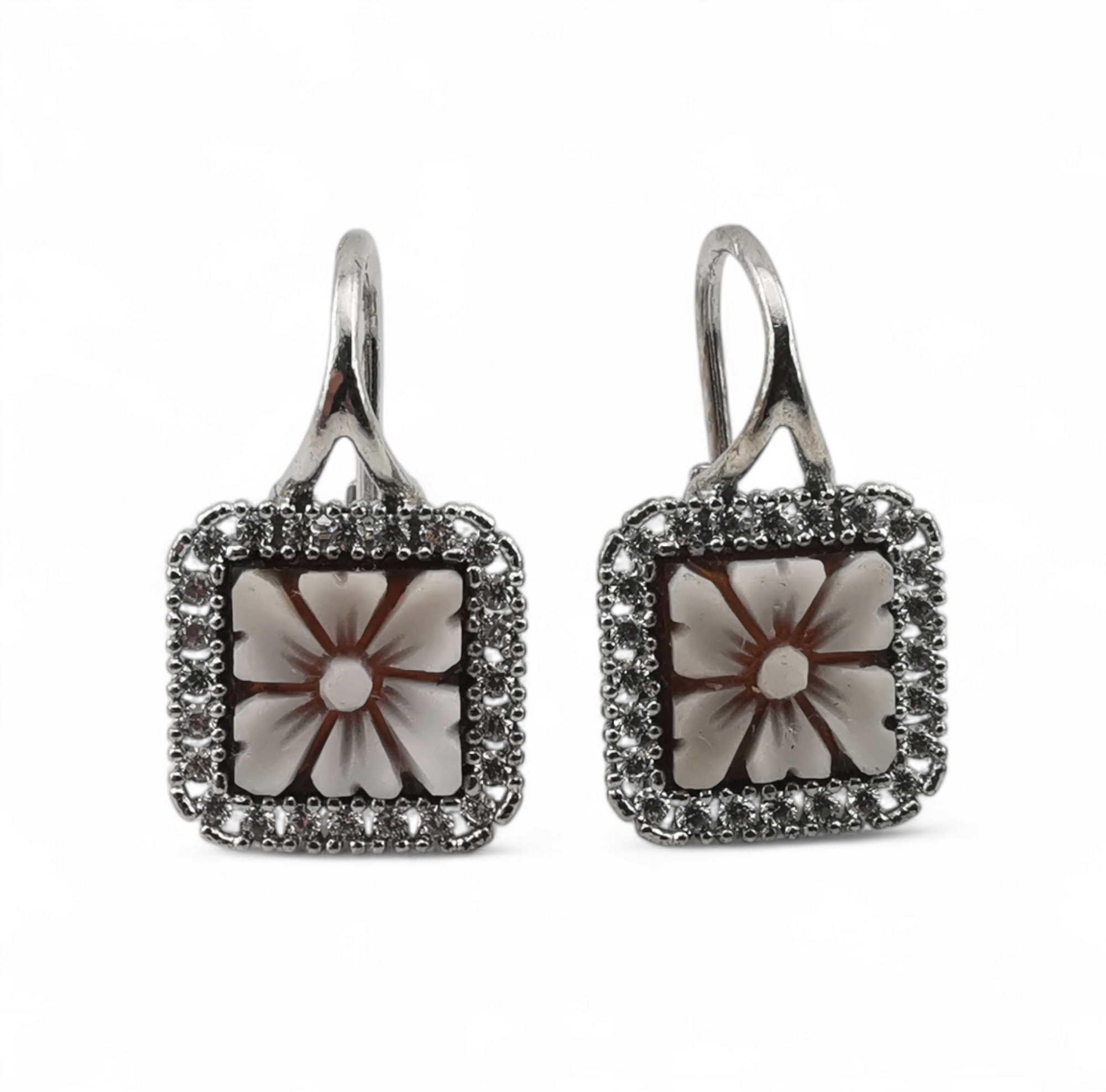 orecchini cammei da 10 mm con zirconi a monachelle in argento 925 varie figure PERSONALIZZATE