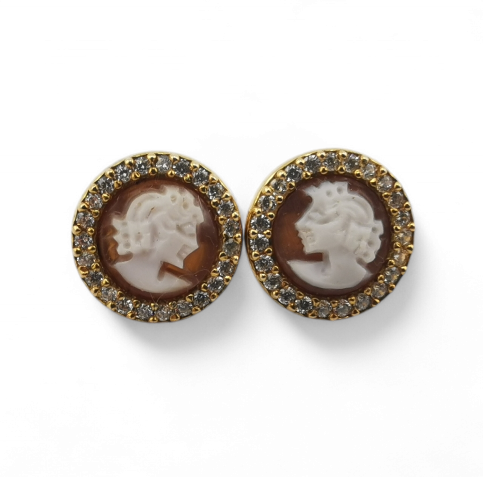 orecchini cammei da 8 mm con zirconi in argento 925 varie figure