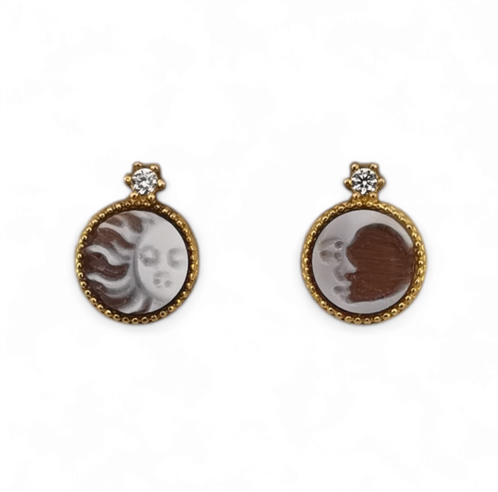 orecchini cammei da 8 mm con zirconi in argento 925 varie figure