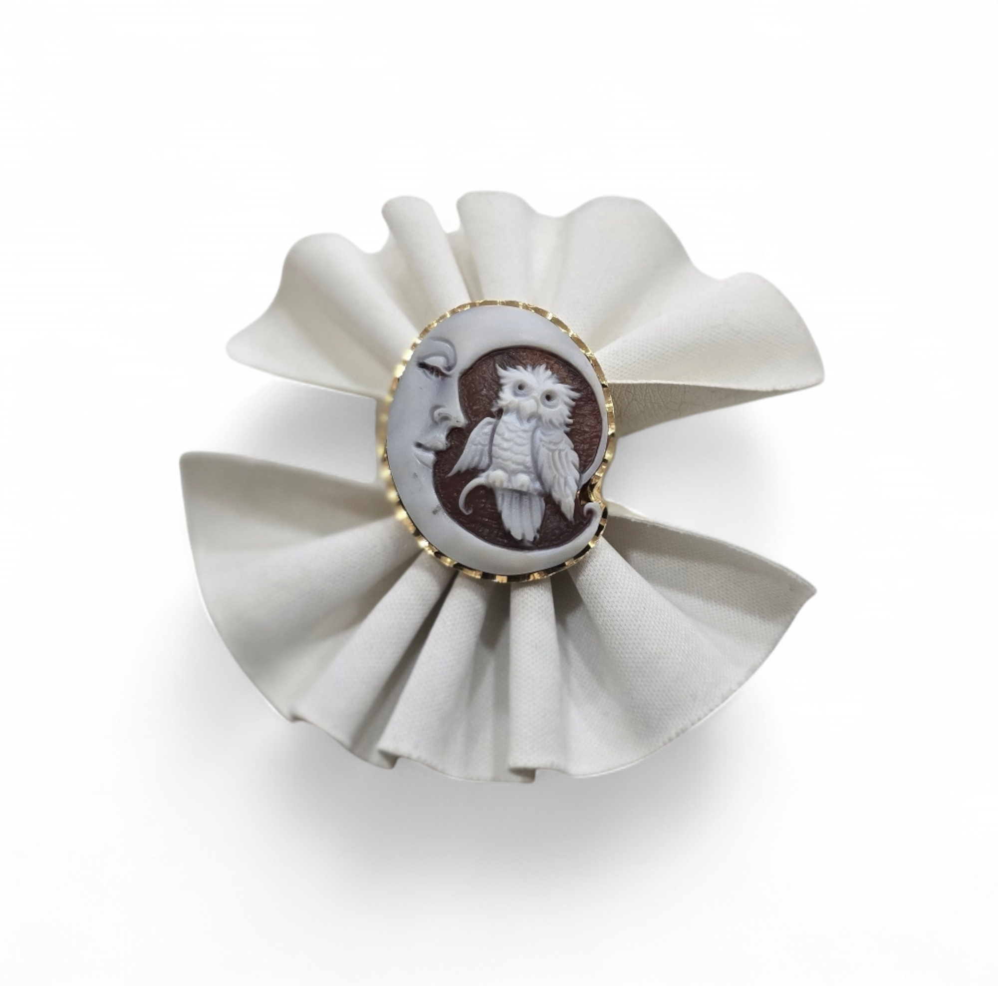 anello cammeo gufetto luna in argento 925 gold