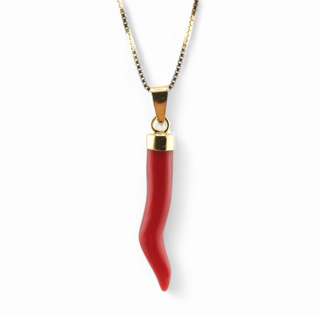 cornetto di corallo rosso sardegna con cappuccio in argento 925 gold o silver varie misure