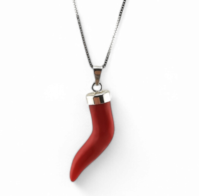 cornetto di corallo rosso sardegna con cappuccio in argento 925 gold o silver varie misure