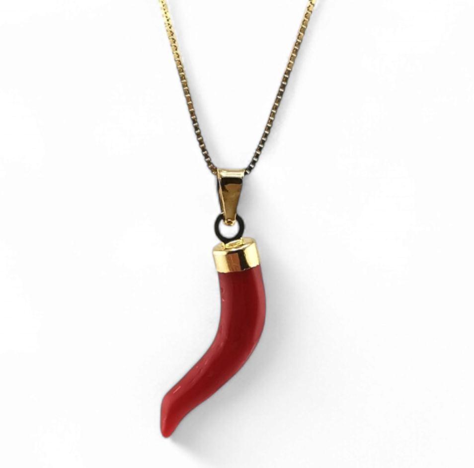 cornetto di corallo rosso sardegna con cappuccio in argento 925 gold o silver varie misure