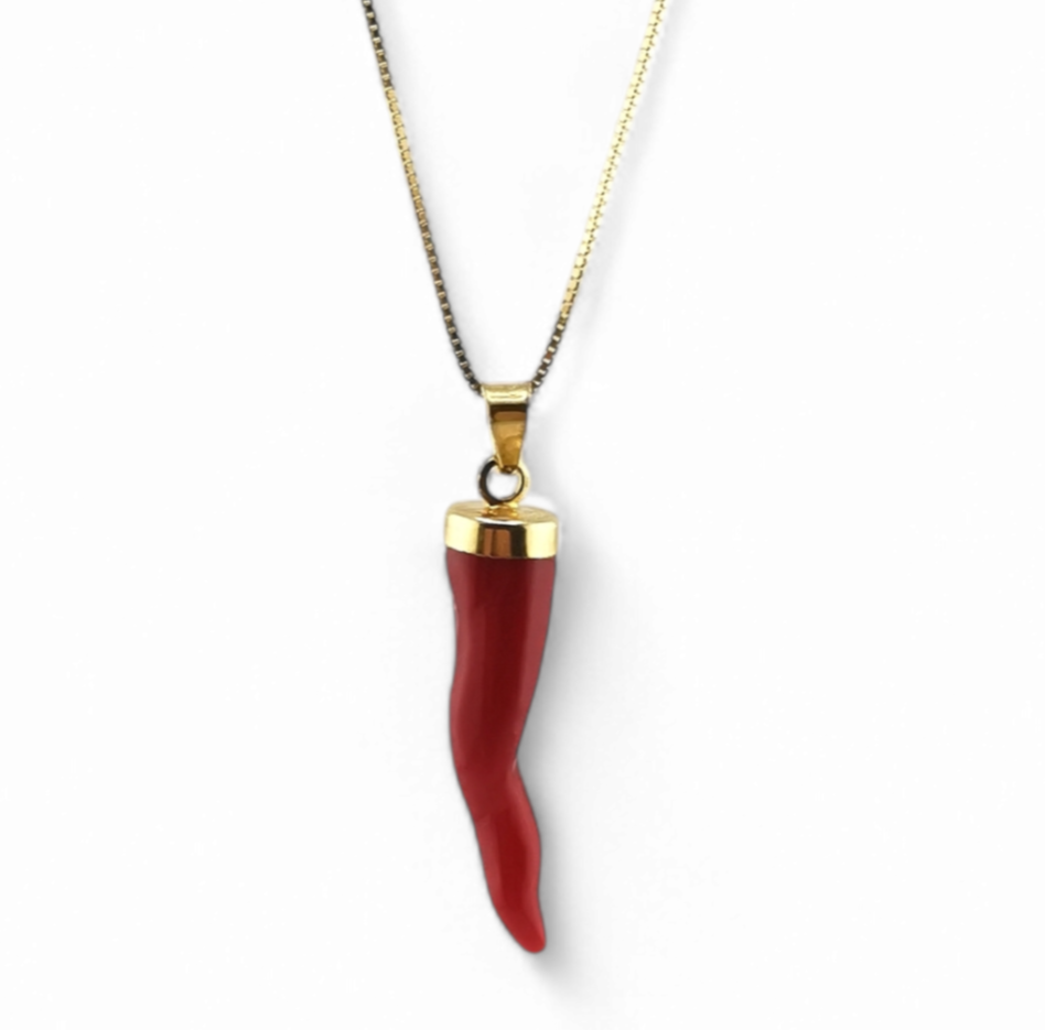 cornetto di corallo rosso sardegna con cappuccio in argento 925 gold o silver varie misure