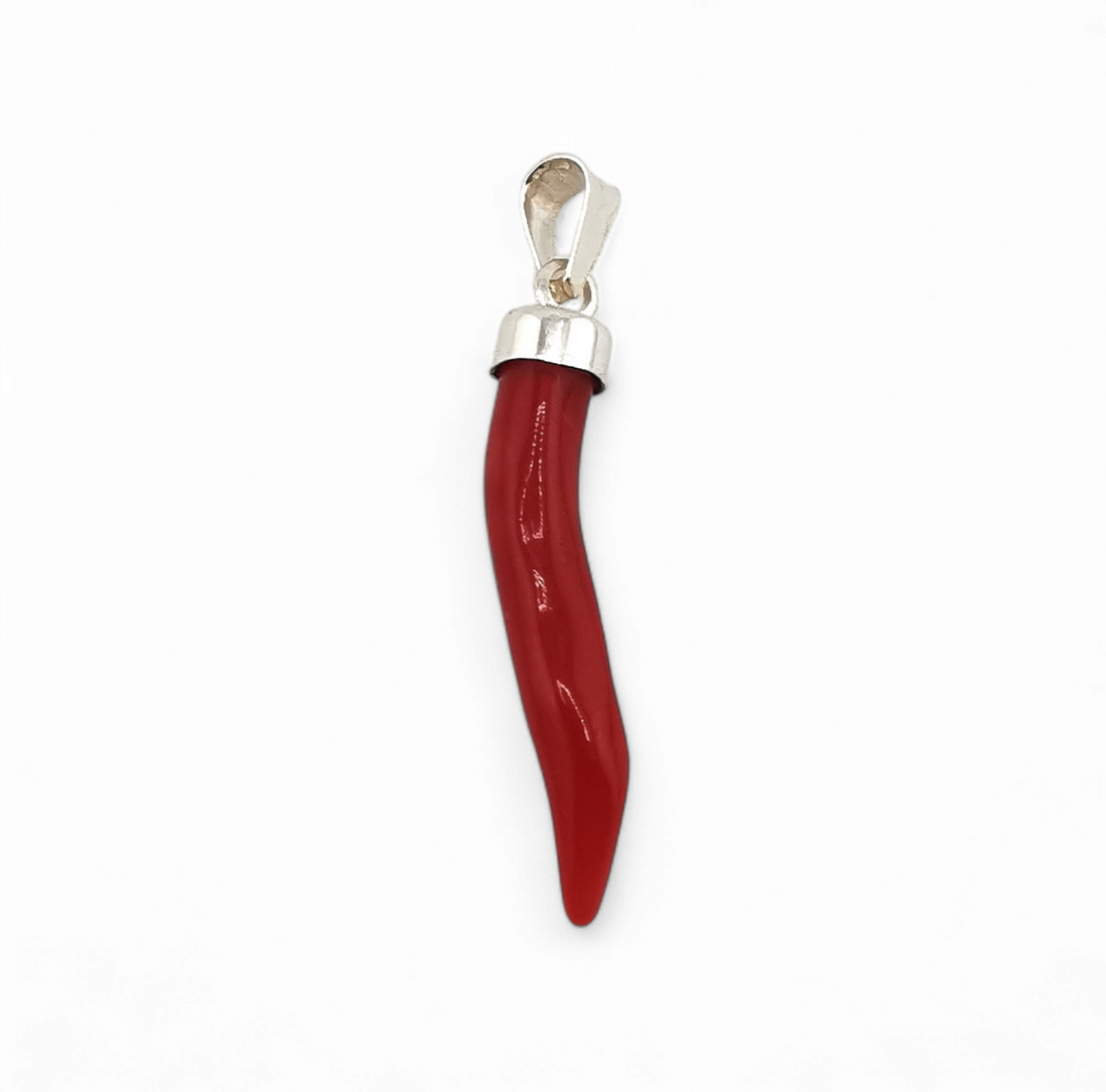 cornetto di corallo rosso sardegna con cappuccio in argento 925 gold o silver varie misure