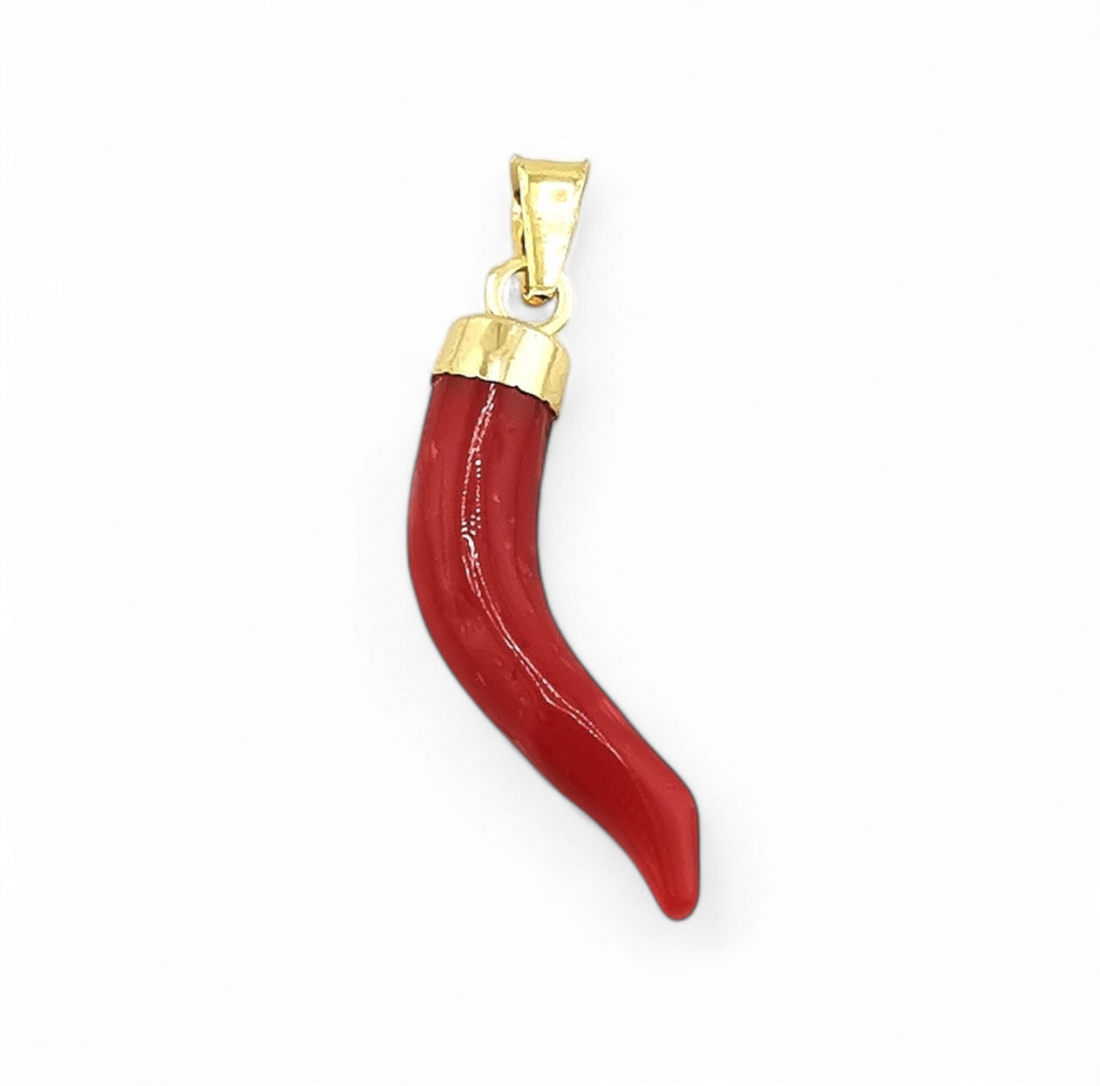 cornetto di corallo rosso sardegna con cappuccio in argento 925 gold o silver varie misure