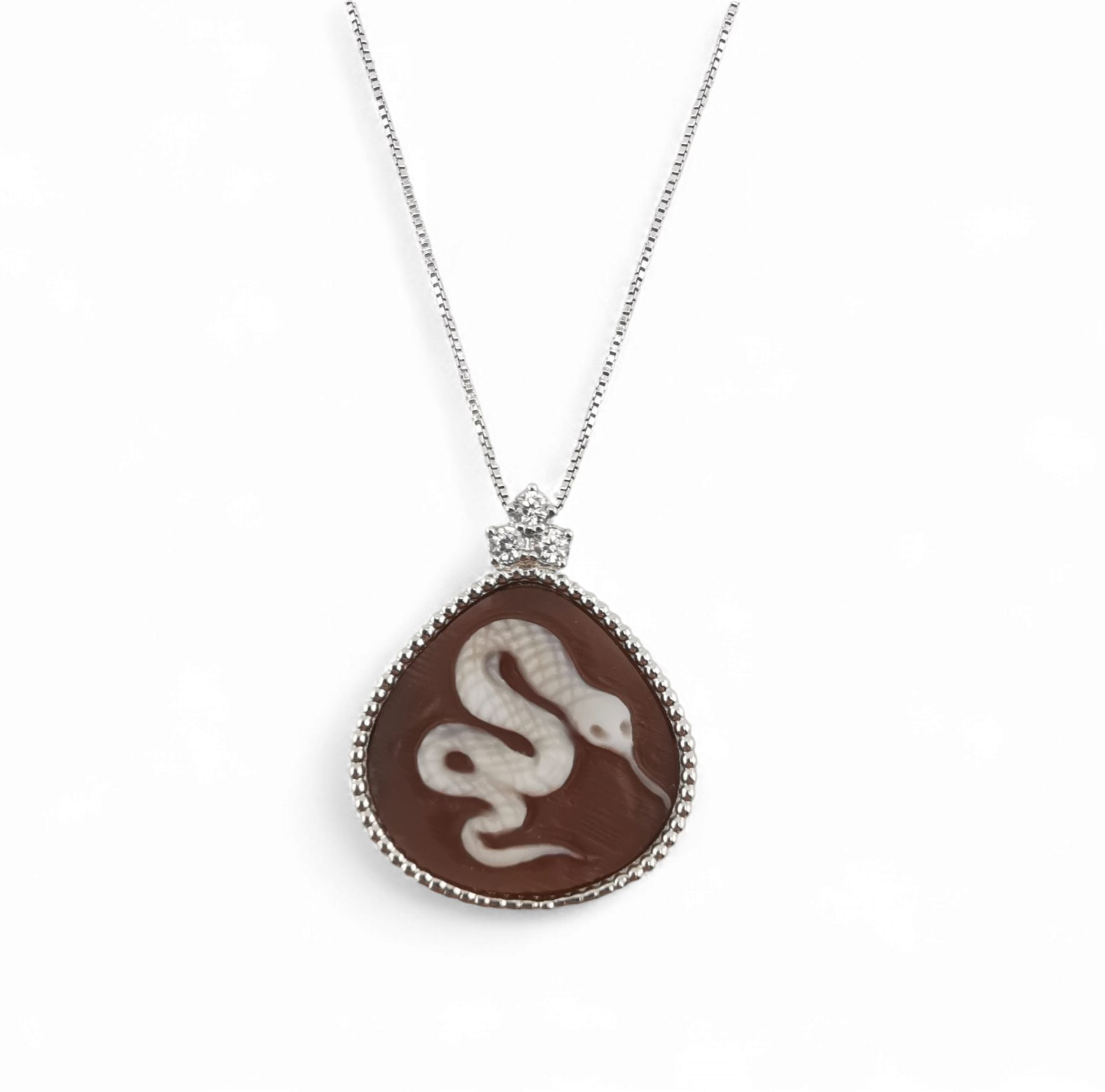 collana con ciondolo cammeo sardonico a forma di goccia in argento 925 varie figure