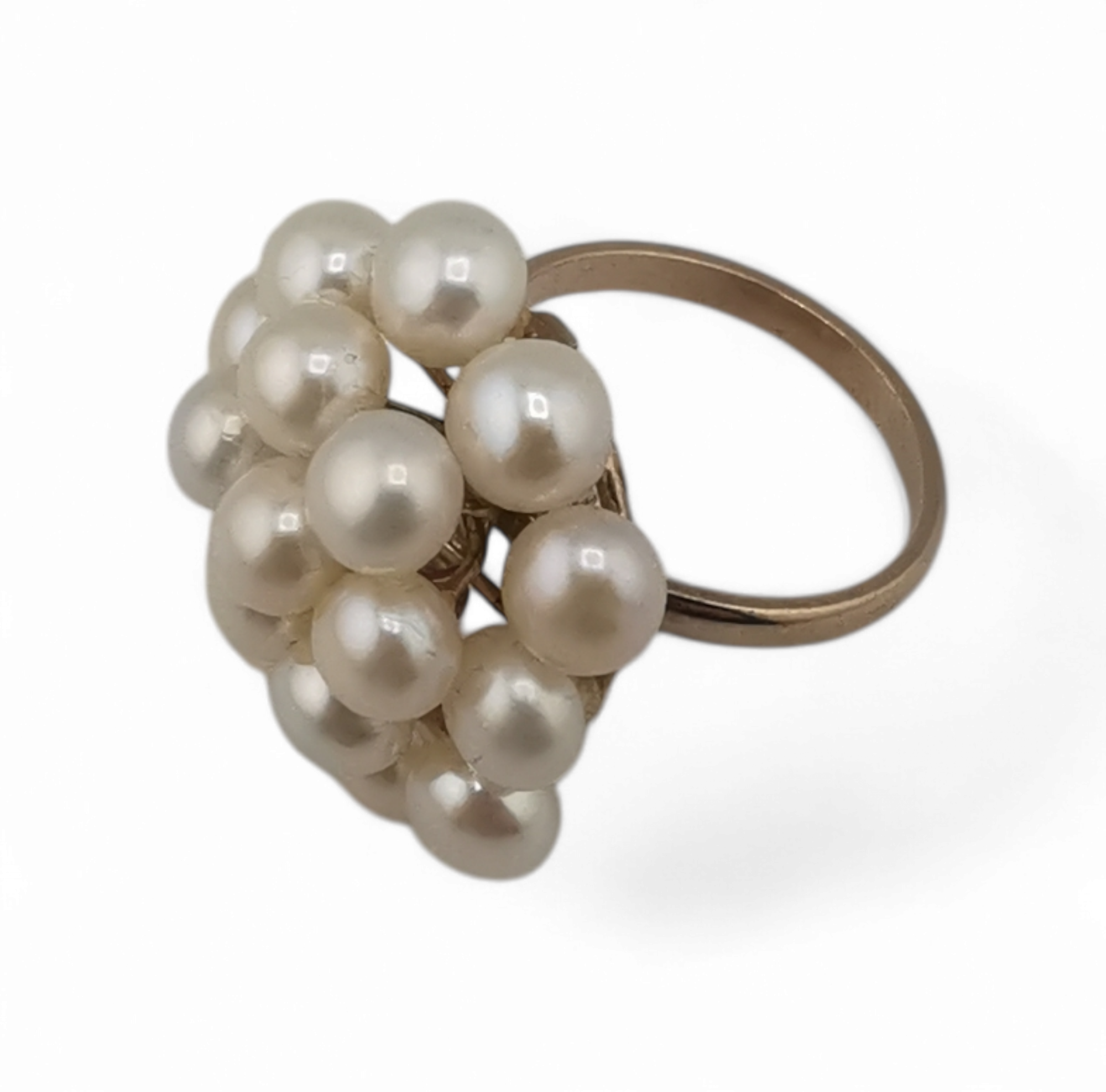 parure orecchini, anello e pendente con perle in argento 925 rosè