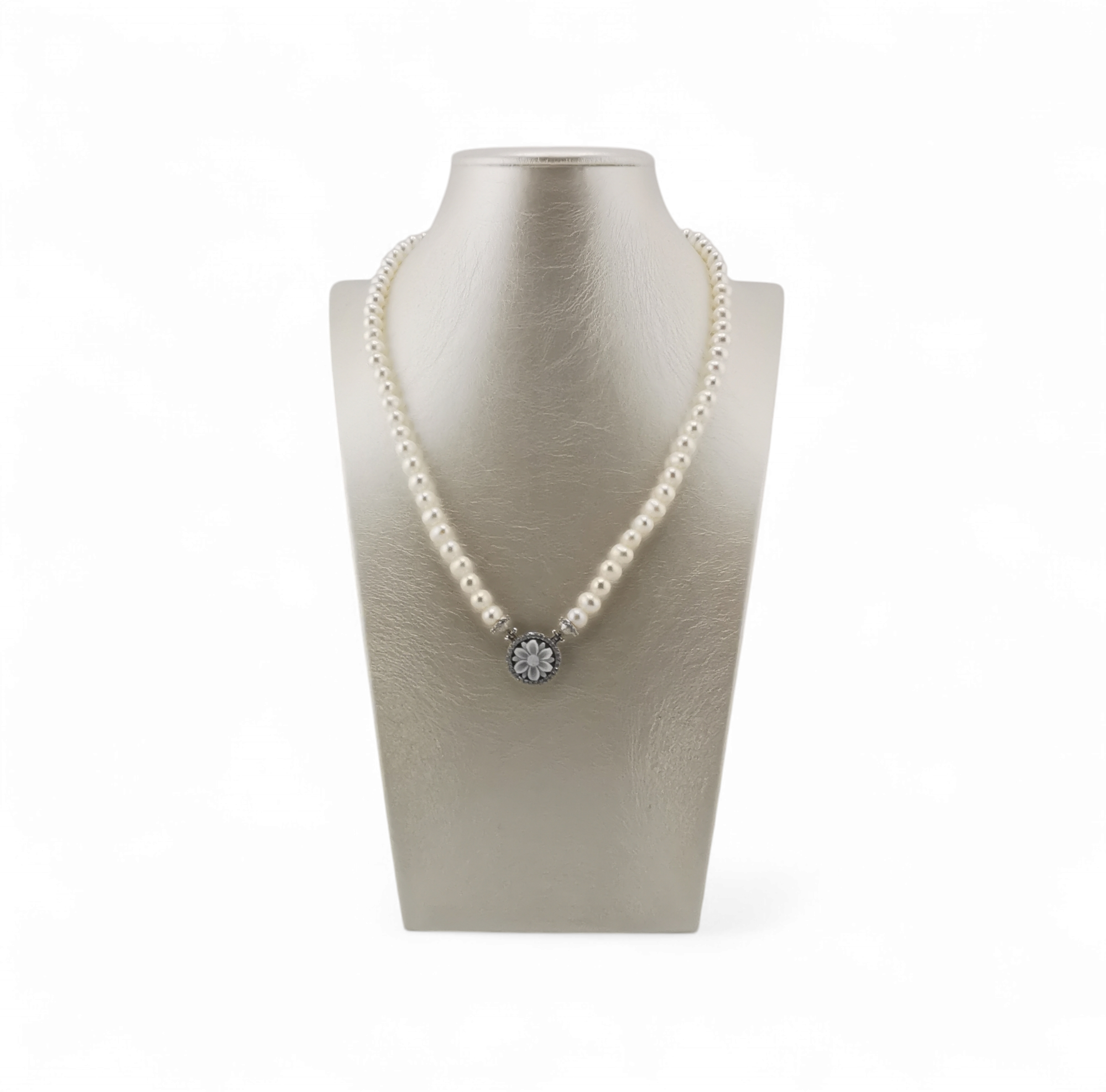 Collana con perle con cammeo e zirconi da 12 mm in argento 925 varie figure PERSONALIZZATE