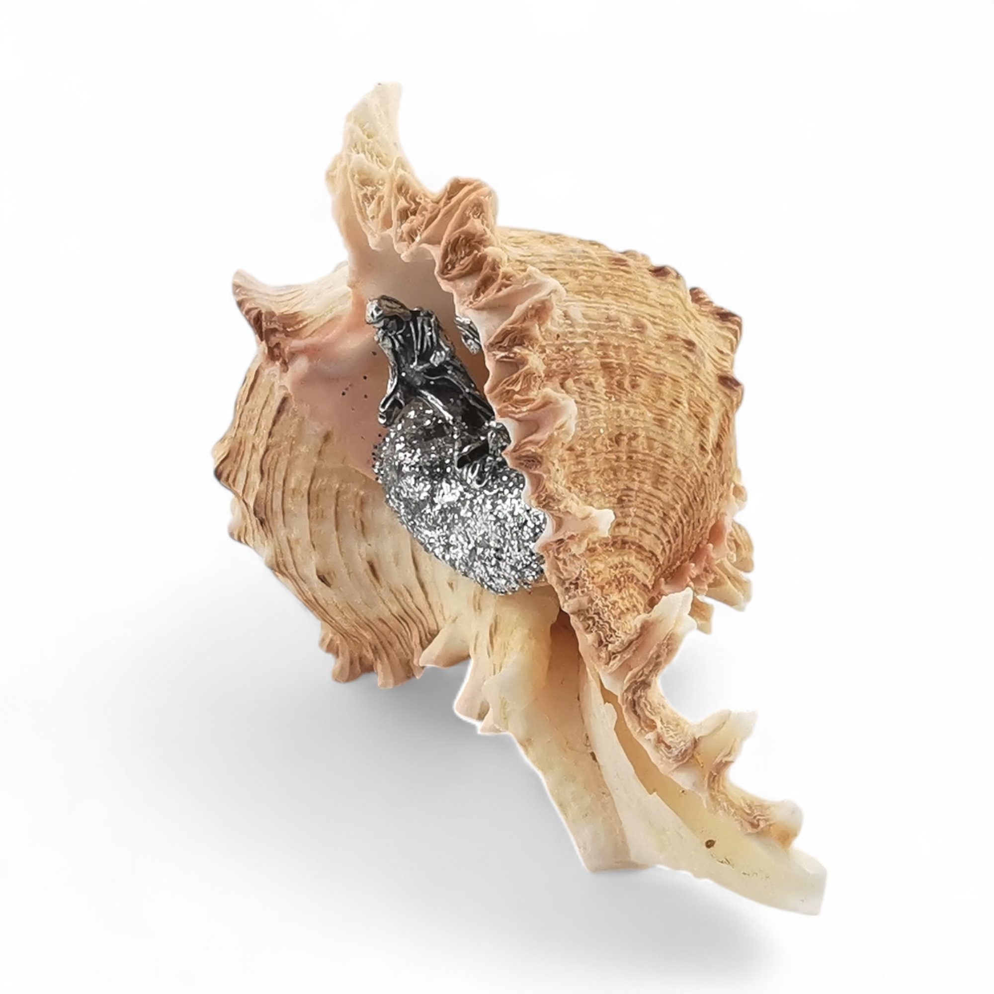 Presepe in conchiglia naturale murex RAMOSUS con natività in lega di zama